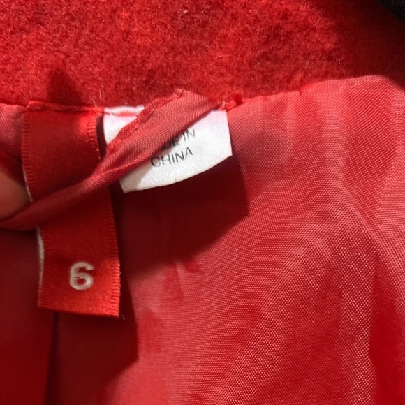 H&M Divided Red Coat Sz 6 Double Breasted Fitted Waist Preppy Winter elegant - Picture 5 of 7